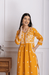 Fizaa Chikankari Kurti for Women With Pocket - Mustard